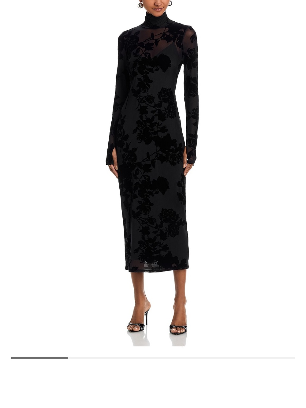 AFRM Black Floral Sheer Long-Sleeve Maxi Dress